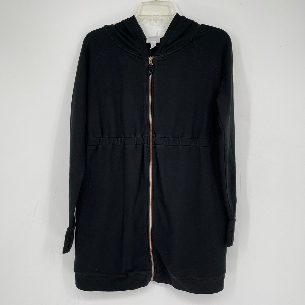 Isabel Maternity Women's Black Longline Full Zip Hoodie Size Small
